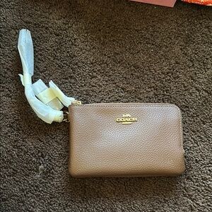 Coach Brown Leather Wallet with Metallic Accents